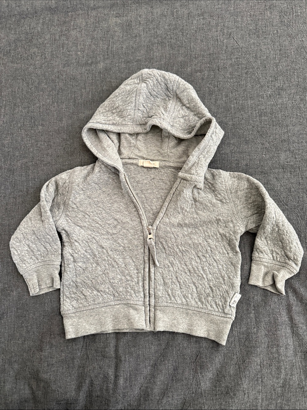 Burt's Bees Quilted Light Gray Zip Hoodie